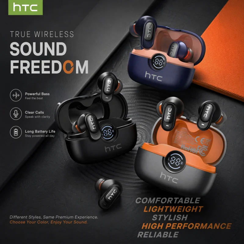 Фото Bluetooth-наушники HTC NE79, спортивные игровые беспроводные наушники с длительным временем автономной работы, комфортные беспроводные наушники, премиум-качество звука, мягкие наушники-вкладыши №5