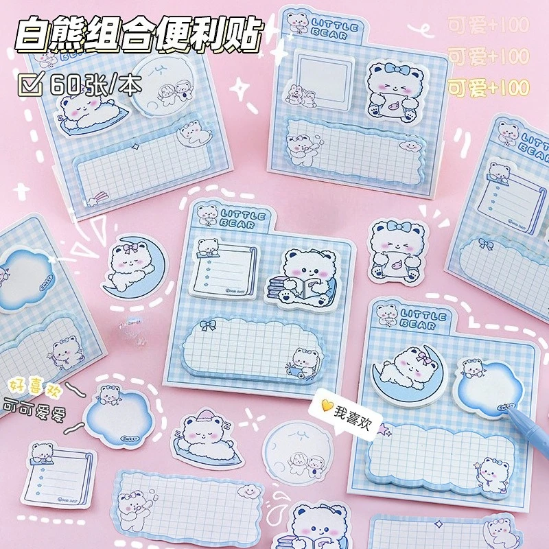 Фото 60 листов Bear Treasure Post Note Become Sweet Soft Cute Bear Face Super Healing Notes Маркировка Обучение Подарок Липкий блокнот для заметок №1