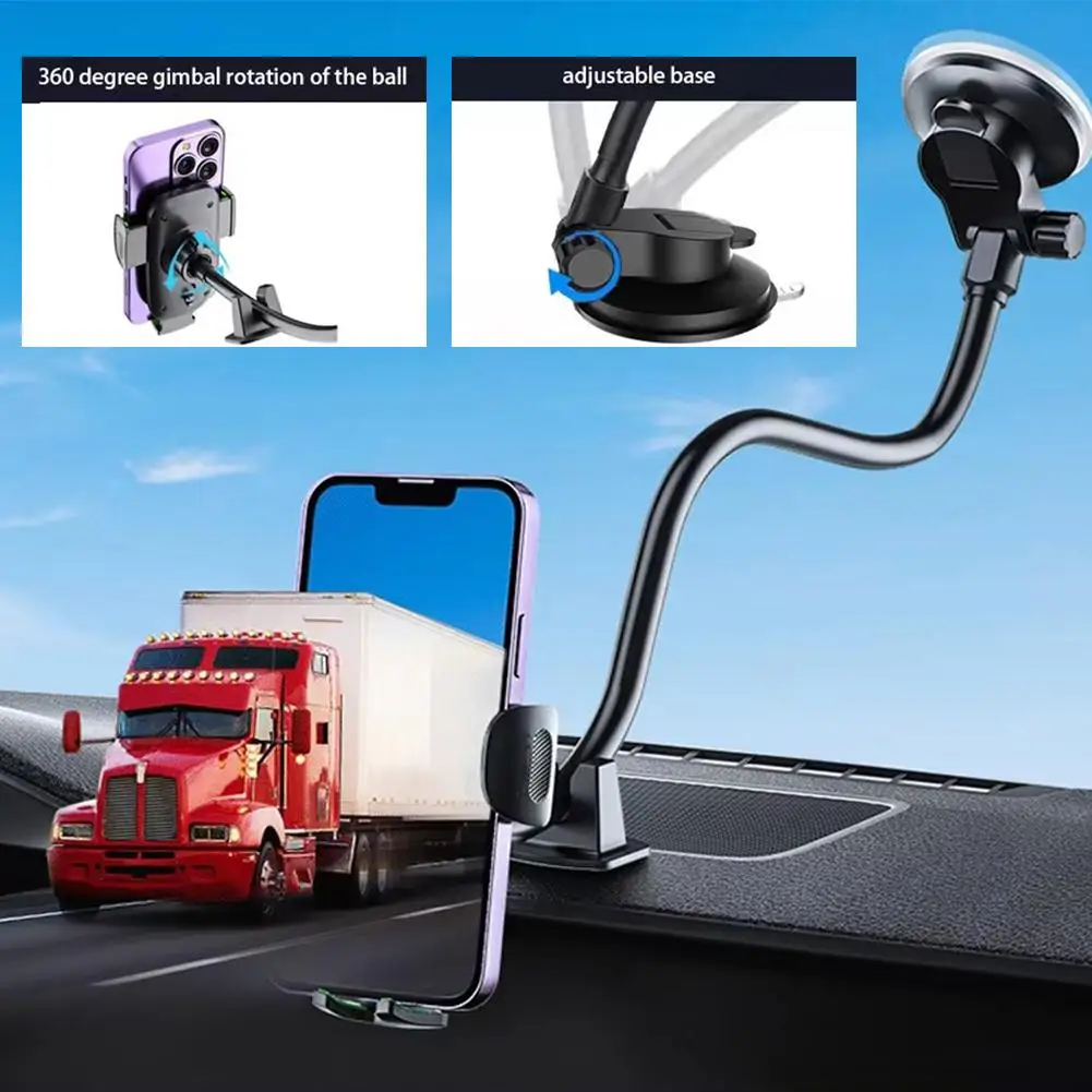 Универсальный автомобильный держатель на присоске с длинной ручкой для телефона