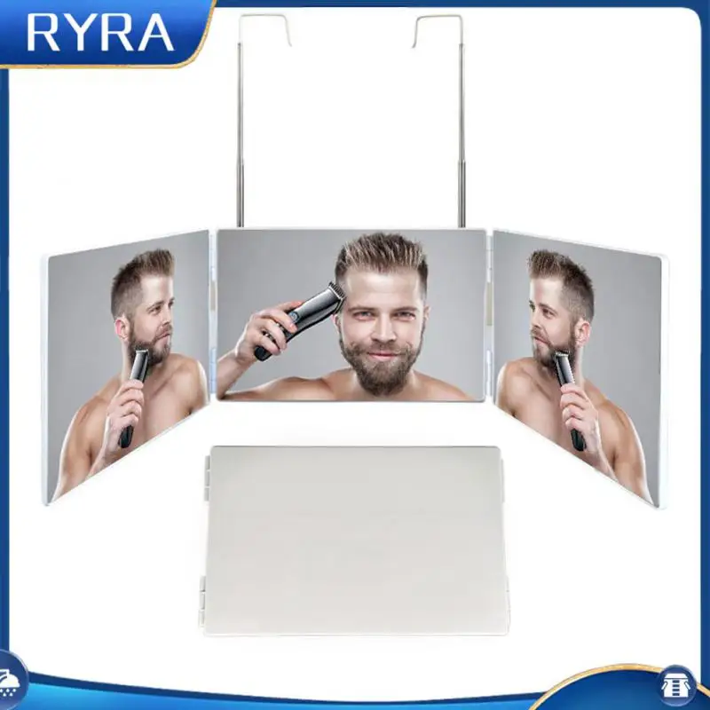 

Portable Self Hairdressing Mirror New Adjustable Trifold Self Haircut Mirror Diy Haircut Tool 360-degree Viewing Angle Foldable