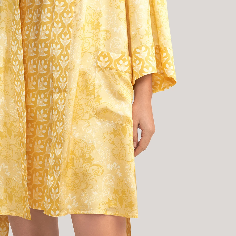 LILYSILK Golden Lily Silk Satin Kimono Robe Summer Women Sleepwear 2022 New Femme Tied Light Robes For Coverage Free Shipping