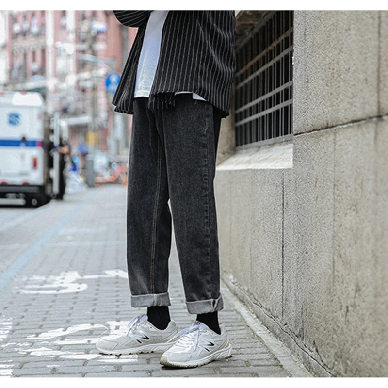 Men's Wear 2022 Autumn New Straight Loose Cylinder Jeans Vintage Versatile Comfortable Black Grey Broad Leg Harun Trousers Women