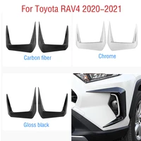 2pcs for toyota rav4 2020 2021 car front bumper fog light frame cap daytime running lamp trim eyebrow cover hood modified