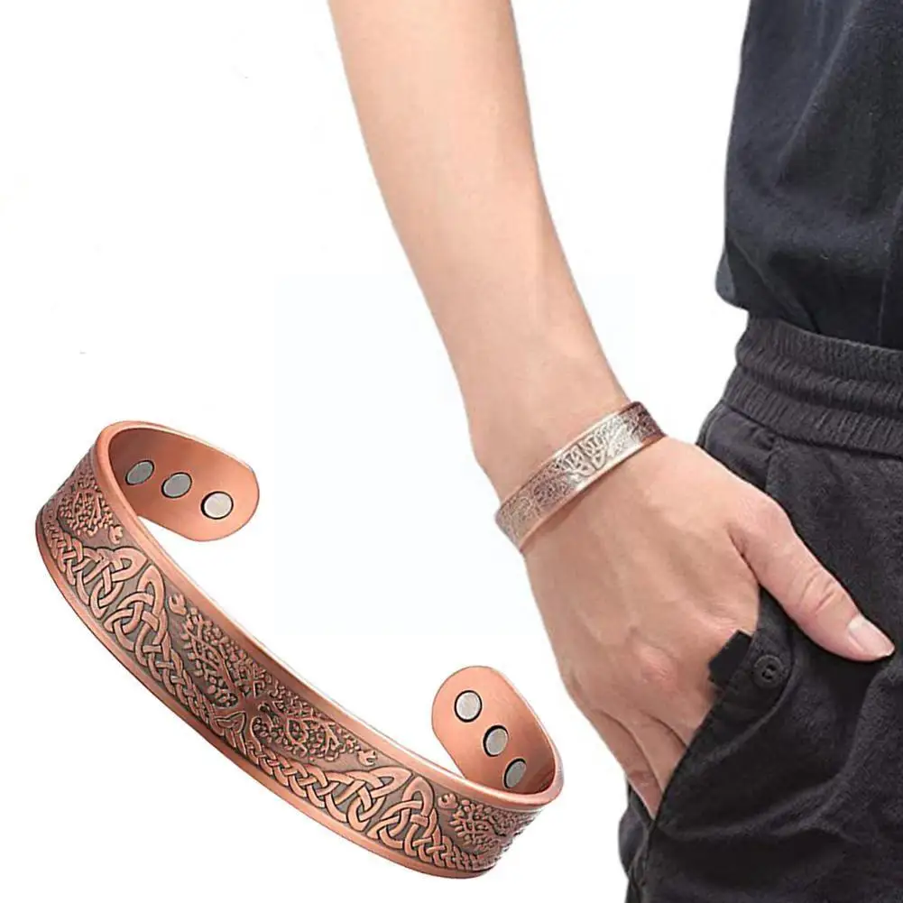 

Magentic Copper Bracelet For Women And Men Vintage Flower Copper Cuff Bracelet Adjustable Magnets Bangles Therapy Jewelry G H4W6