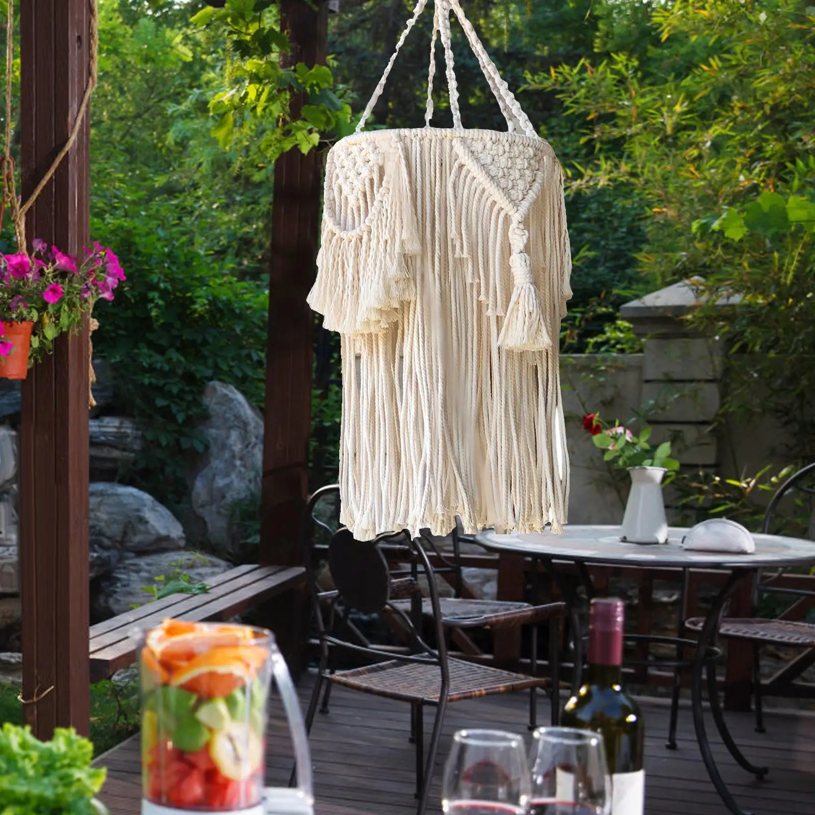 

Macrame Lamp Shade Woven Ornaments Modern Bohemian Pendant Light Shade for Living Room Restaurant Bedroom Teahouse Home