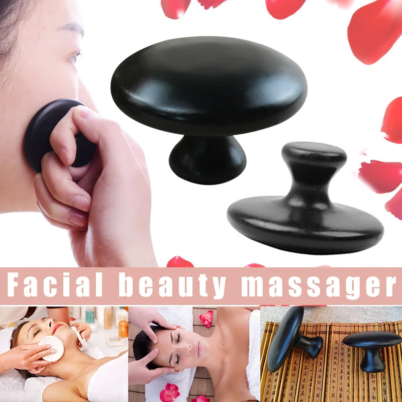 

Natural Stone Needle Face Massage Smooth Mushroom Shape Lava Basalt Hot Stone for Spa Massage Therapy Body Facial Massage Stone