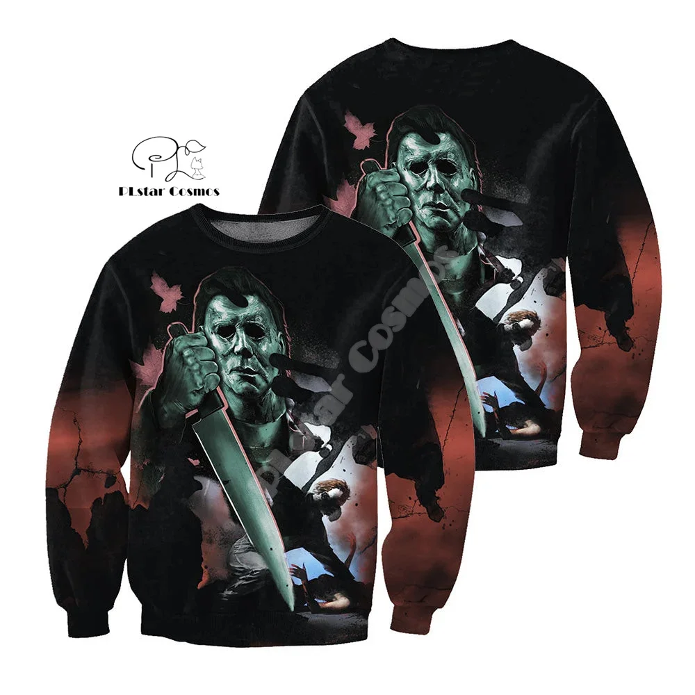 Косплей Хэллоуин ужас фильмы Майкл Майерс винтажный Ретро граффити 3DPrint пуловер