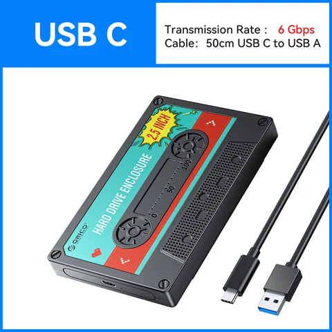 Корпус жесткого диска ORICO 2.5, черный, USB C, SATA III