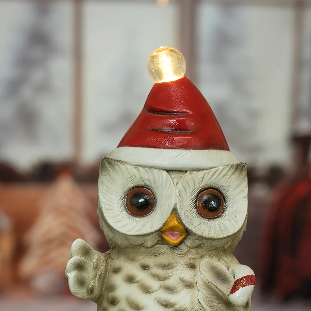 Статуя совы из смолы рождественские светодиодные огни украшения креативные