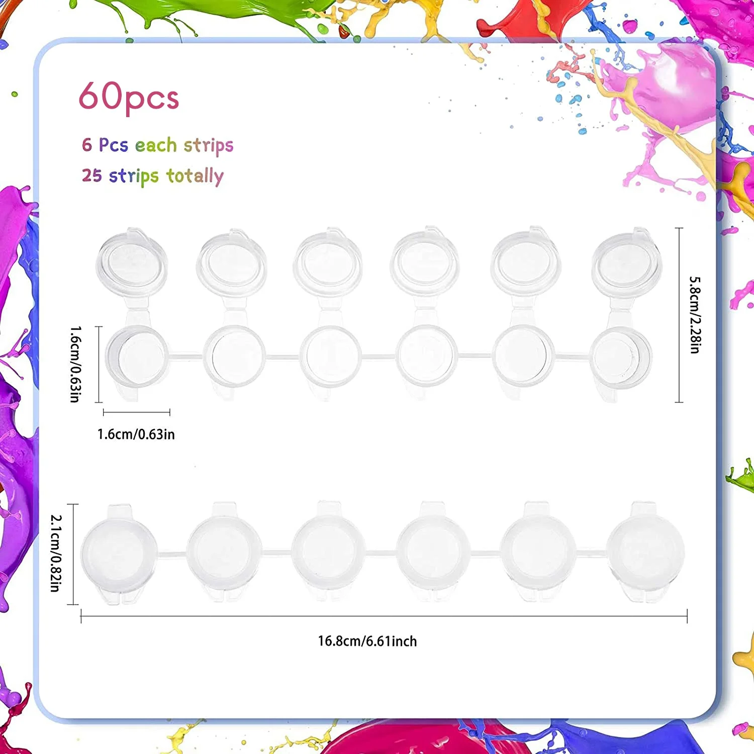 

60 полосок, 360 банок, пустые полоски для краски, чашка для краски, прозрачные пластиковые контейнеры для хранения, краска, товары для творчест...