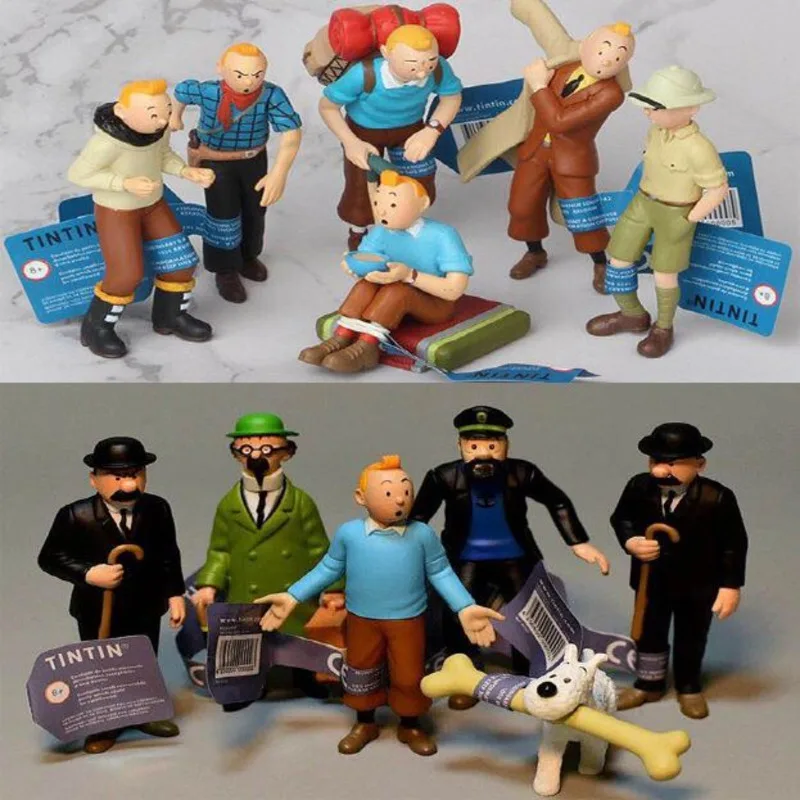 

18pcs The Adventures Of Tintins Action Figure Cartoon Movie Explorers Archibald Haddock Figurine Snowy Dog Collectible Model Toy