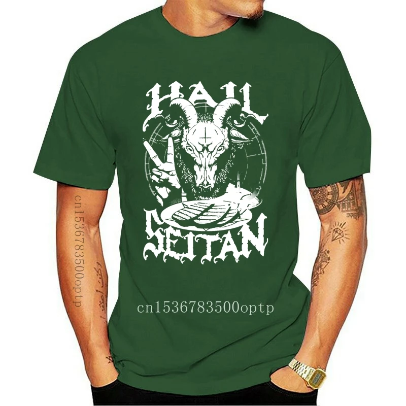 

New Hail Seitan Vegan Vegetarian Mens Black T-shirt