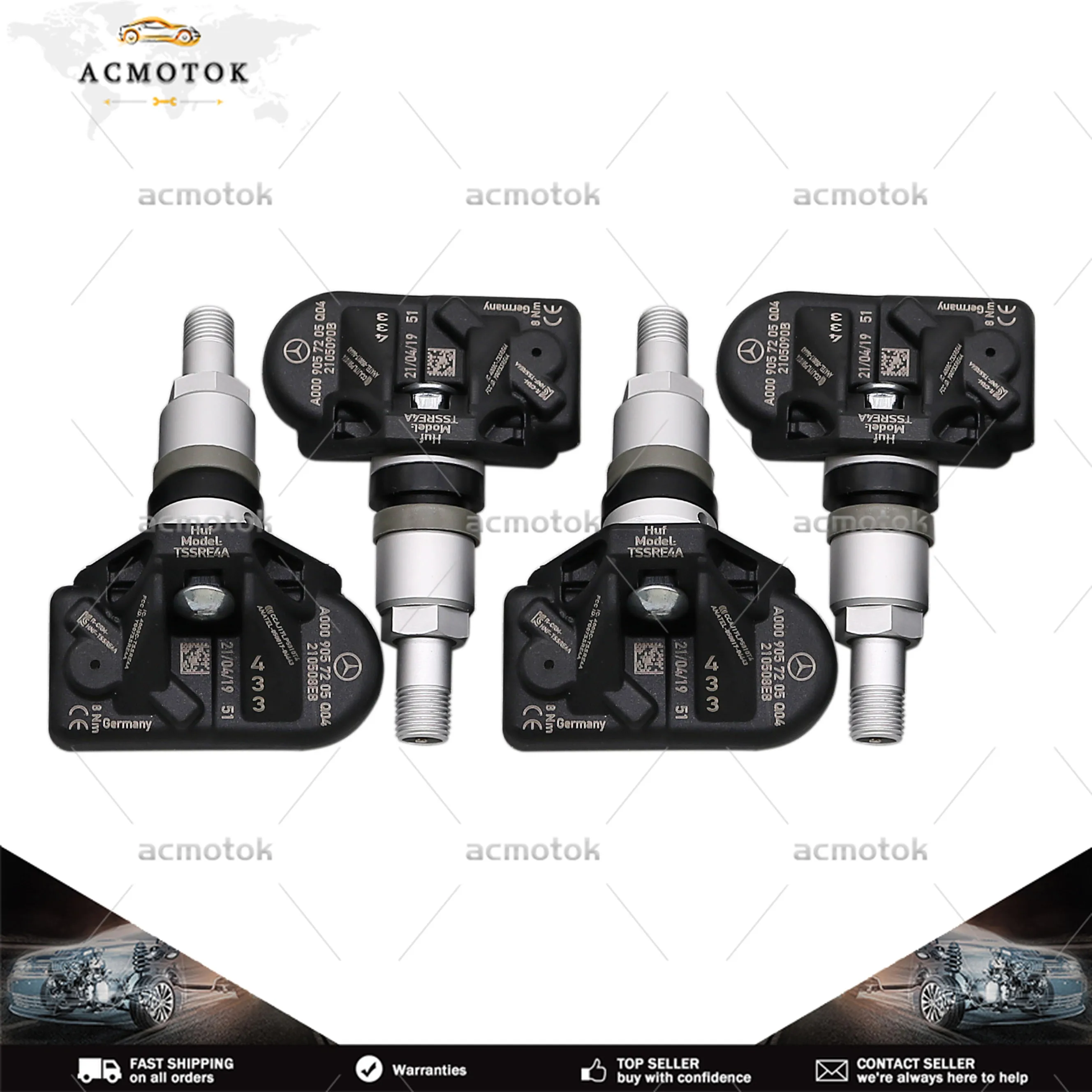 Датчик давления в шинах TPMS A0009057205, 4 шт., для Mercedes Benz A220 AMG GT GT53 GT63 CLS450 CLS53 E300 E400 G550 GLE350 433 МГц