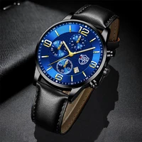 fashion mens brand watches business leather quartz wrist watch luxury men watch calendar date strap clock relogio masculin
