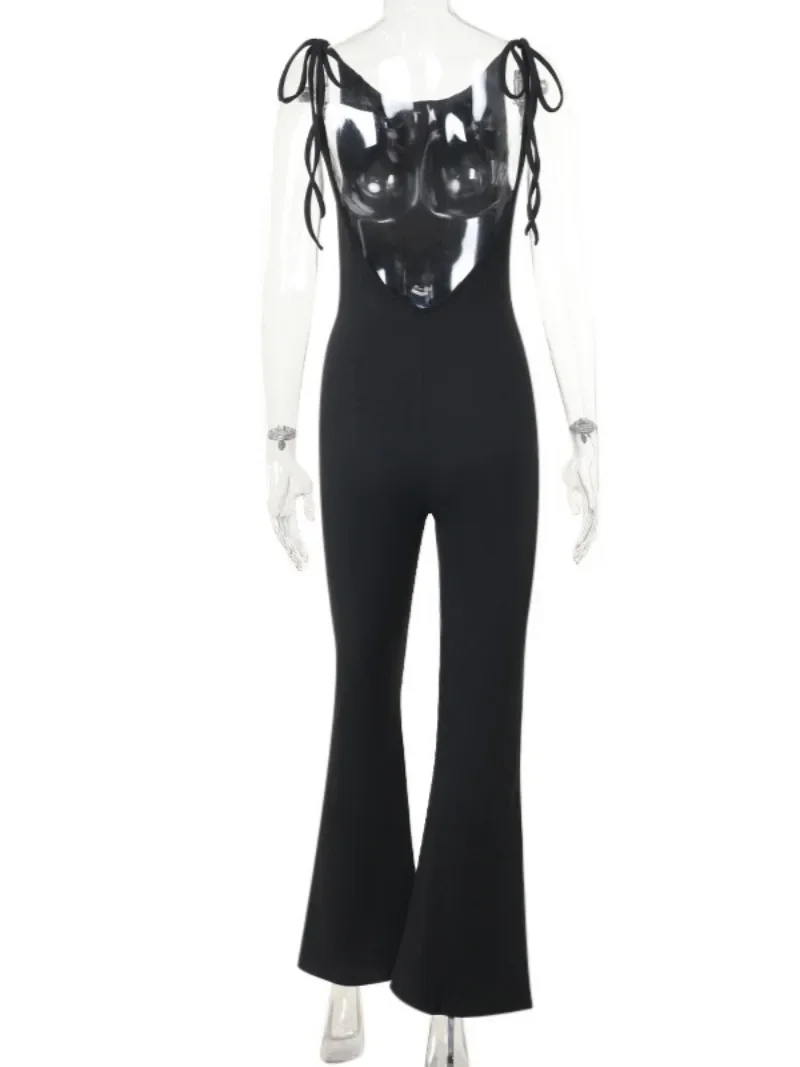 Элегантные комбинезоны с открытой спиной для женщин сексуальные расклешенные