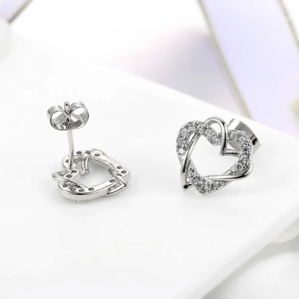 Высококачественные роскошные золотые серьги-гвоздики в форме сердца цвета