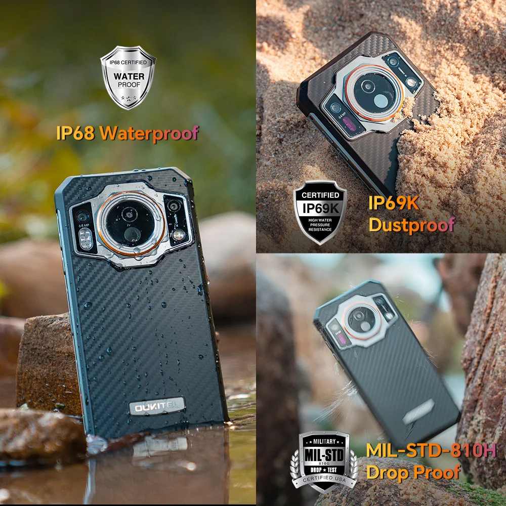 Oukitel WP21 Ultra Rugged Cell Phone 6.78' FHD+ 9800mAh Mobile Phone 12GB 256GB Mobile Phone 64MP Helio G99 Cell Phone 120Hz 66W