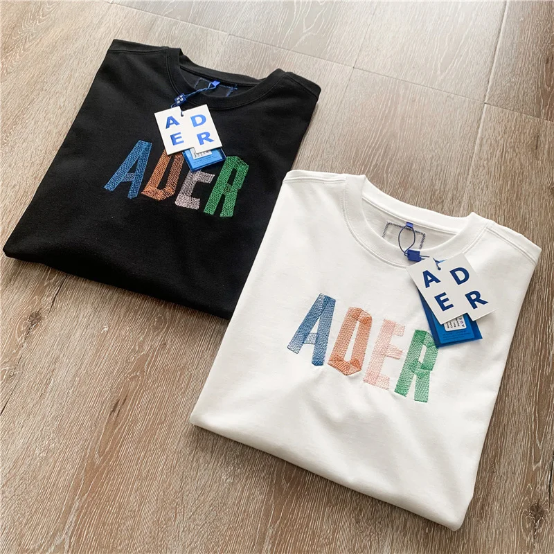 

ADER ERROR T-shirt 2022 Korean Color Letter Origami Embroidery T SHIRT Loose High Quality Cotton Round Neck Short-sleeved T-shir
