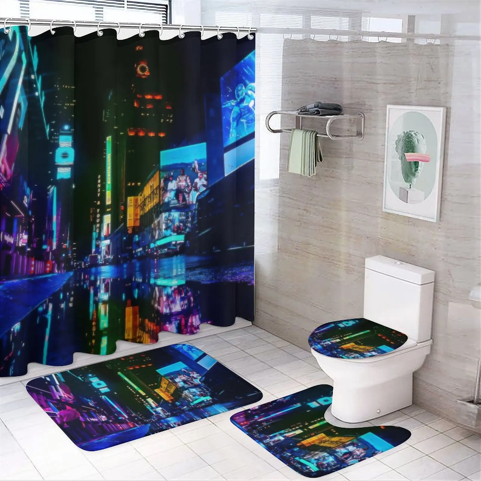 

Домашние коврики для ванной и занавески для душа, коврик для ног для ванной, современные аксессуары для ванной комнаты, Противоскользящий коврик для ванной