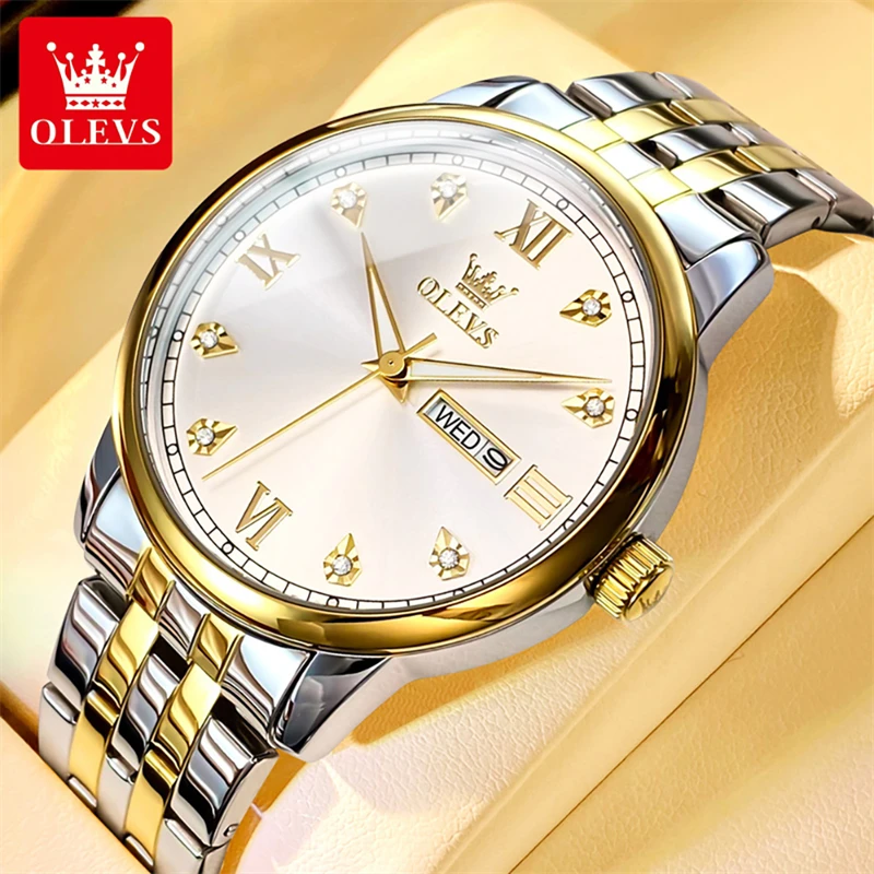 

OLEVS 5525 Quartz Original Men Watch Luxury Business Waterproof Luminous Male Wristwatches Week Display Calendar Fashion Watches