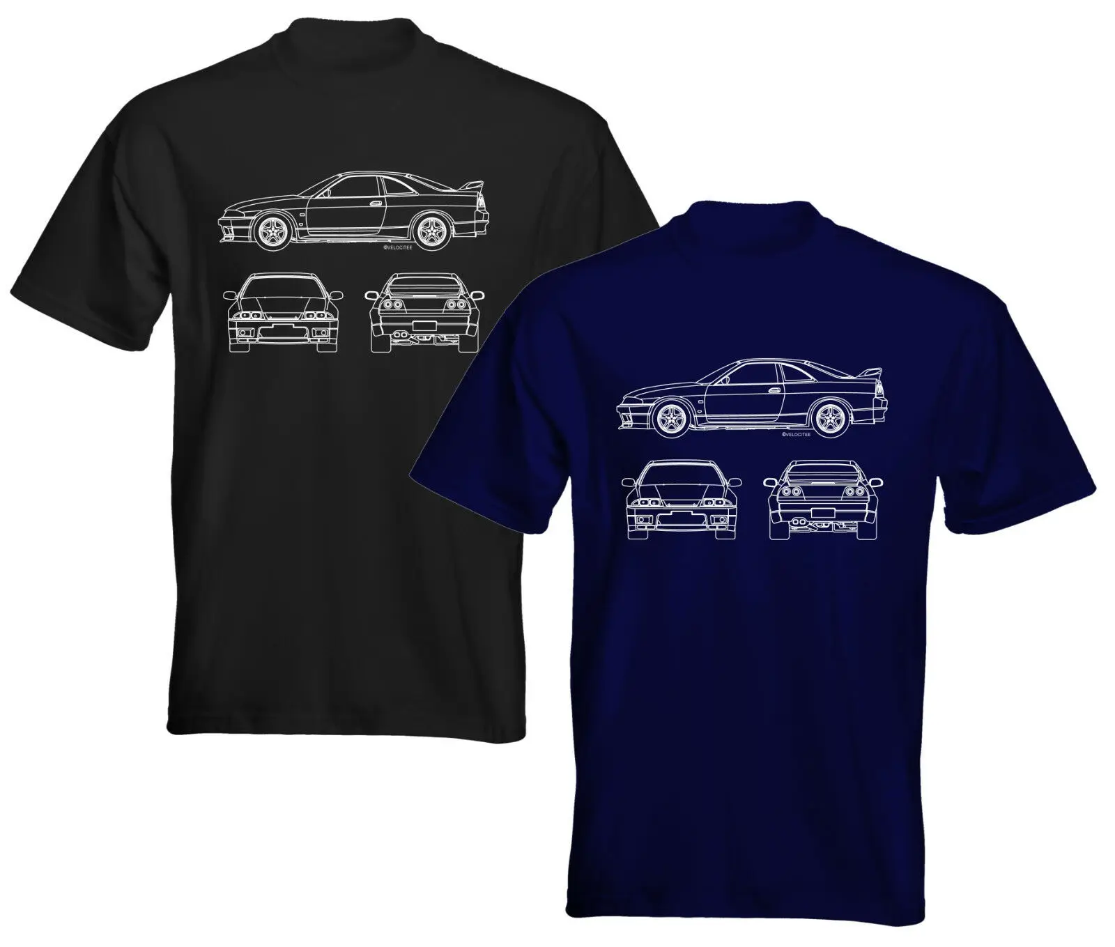 

Velocitee Mens Premium T Shirt Nissan Skyline R33 Blueprint Outline NS07MI