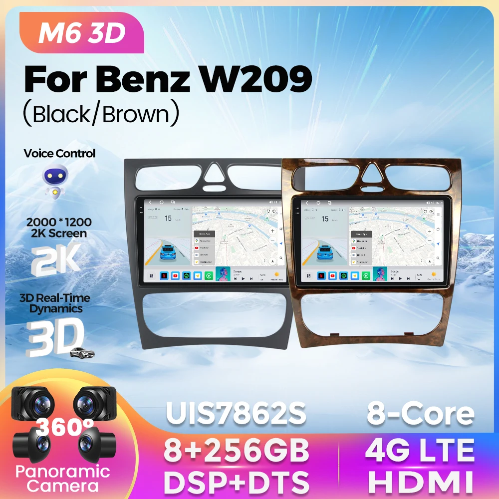 

2K QLED Car Multimedia Stereo Android For Mercedes Benz CLK W209 W203 W208 W463 Vaneo Viano Vito Wireless Carplay Auto DSP 2Din