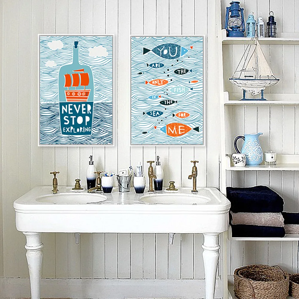 Настенный постер с изображением рыбы океана флаконов средиземноморского