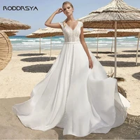 boho a line chiffon wedding dresses women v neck lace applique beach wedding gown long sleeveless bridal dress vestido de noiva