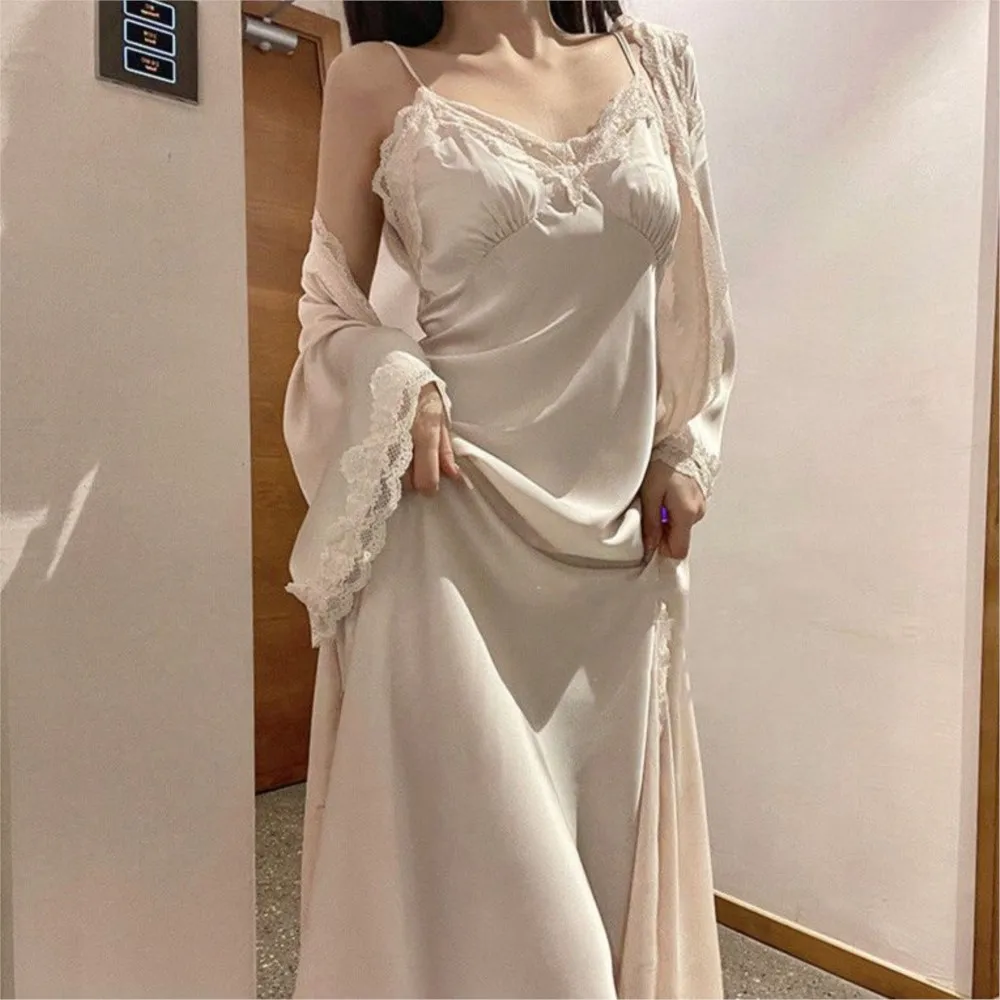 

Французская Пижама, женская ночная сорочка на бретелях из ледяного шелка, ночная рубашка принцессы