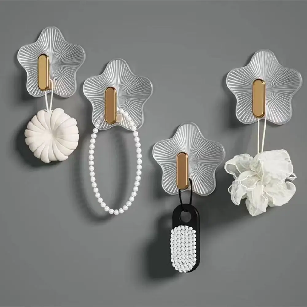 

4PCS Punch Free Star-shape Hooks Durable Plastic Multifunctional Shower Hooks Storage Rack