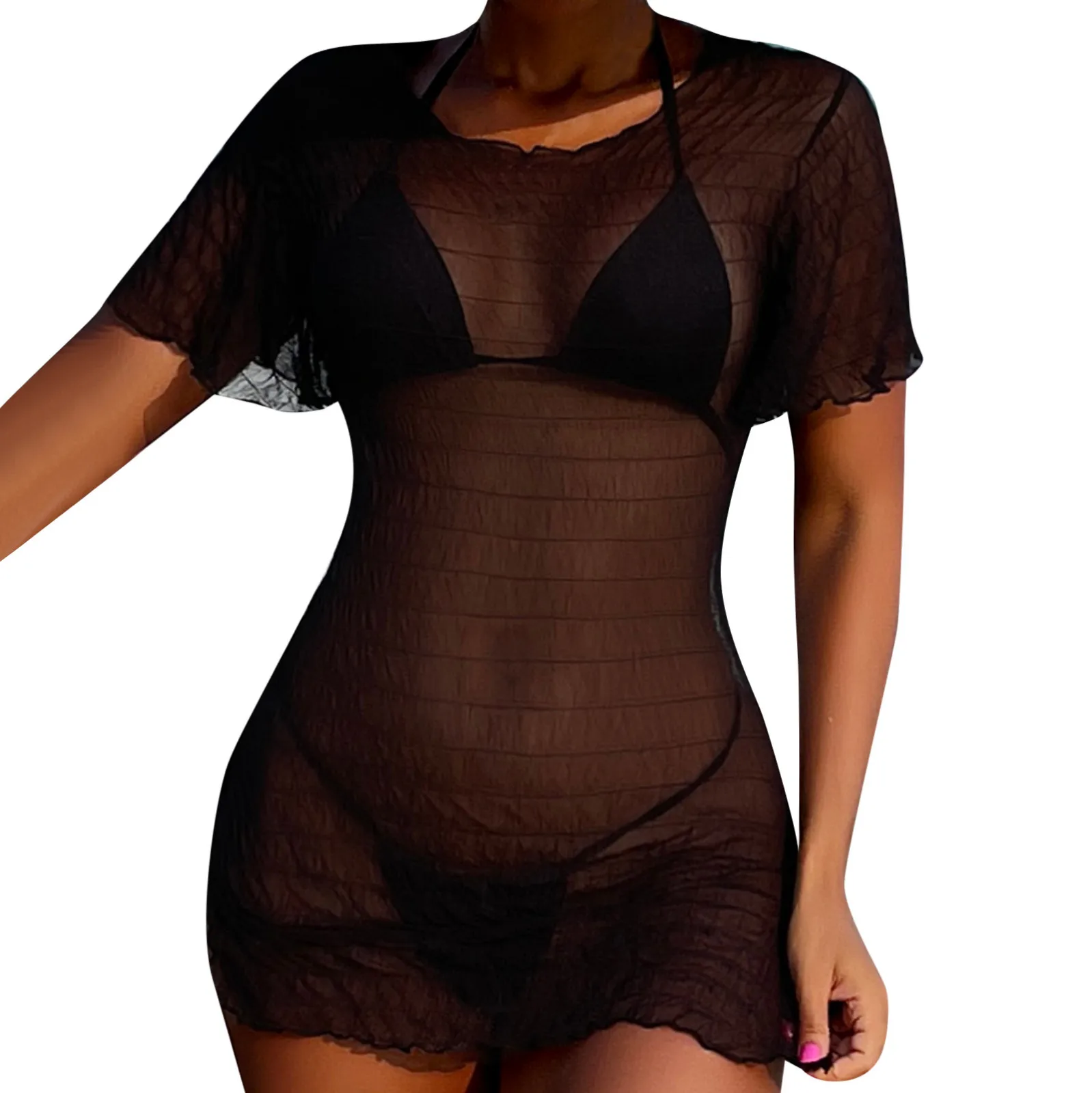 

Накидка для макияжа, Женская сетчатая накидка с оборками, верхняя женская накидка, Пляжная накидка, комплект для макияжа, накидка, купальник...