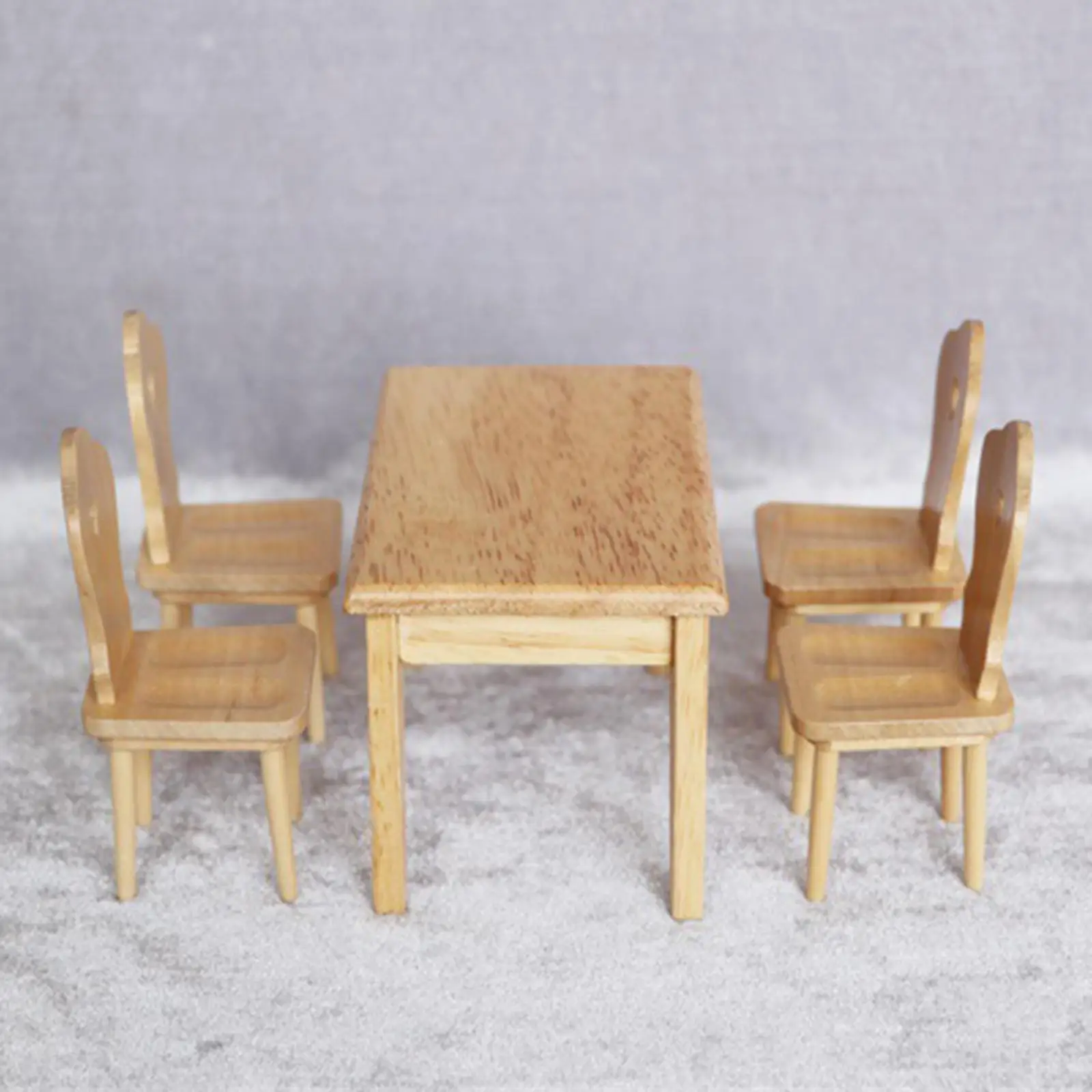 

5Pcs Miniature Dining Table Chair Model Gifts DIY Playset for Children Girls