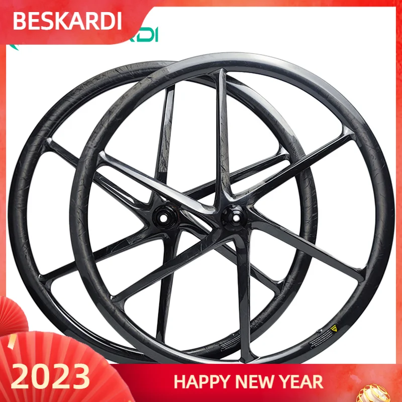 700C 6 Spoke Carbon Wheels SixSpokes Super Light Ceramic Bearing 11 Speed Clincher Road Bicycle Parts BESKARDI UCI Standard