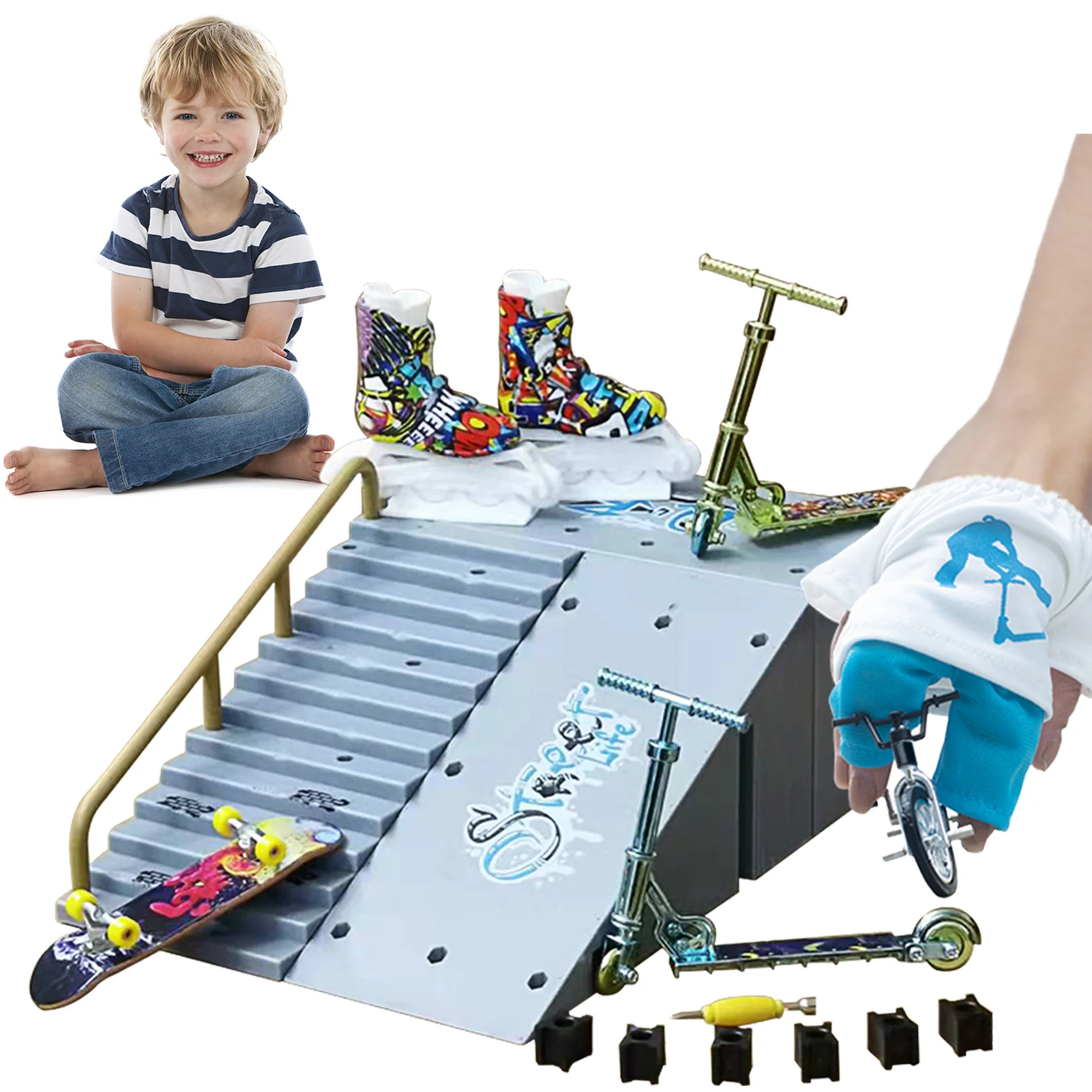 

Finger Board Skate Park Set Skate Park Kit For Kids Gift Skate Park Kit Including Skateboards Ramps Scooters Skates Bikes And