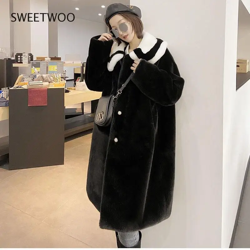 Faux Fur Fashion Female Mink Temperament Fleece Fur Coat 2021 New Winter Casual Thick Warm Women Fur Coat High Quality Slim