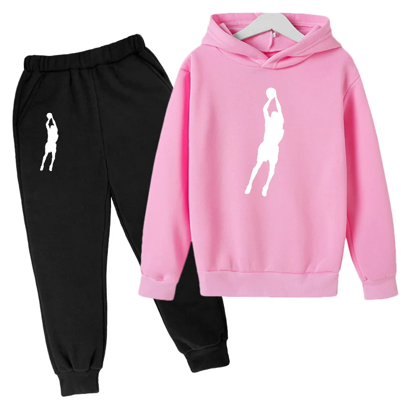 2023 Children's Hot Selling Basketball Training Casual Hoodie Boys Girls Top + Trousers 2P Sports Suit Girls Coat Jogging Clothe