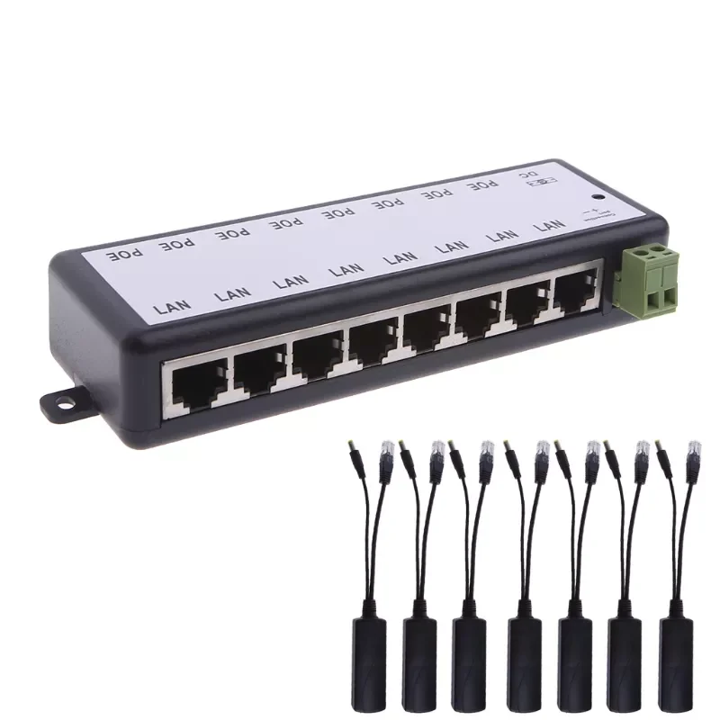 

8 Port POE Injector For CCTV Surveillance IP Cameras Power Over Ethernet Adapter New