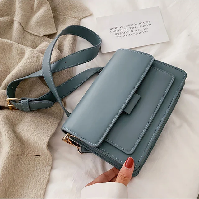 

2022 Fashion Square Shoulder Bags for Women Solid Color Pu Leather Crossbody Messenger Bag Purse Female Vintage Small Handbag