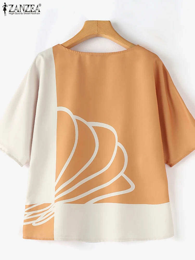 Женская туника с круглым вырезом ZANZEA летняя блузка рукавами летучая мышь