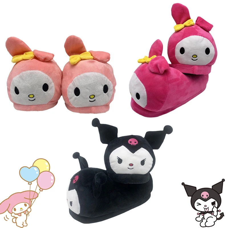 

Sanrio Hello Kitty Y2K Plush Slippers Women Anime Kawaii My Melody Cinnamoroll Winter Home Cotton Shoes Cartoon Soft Girl Cute