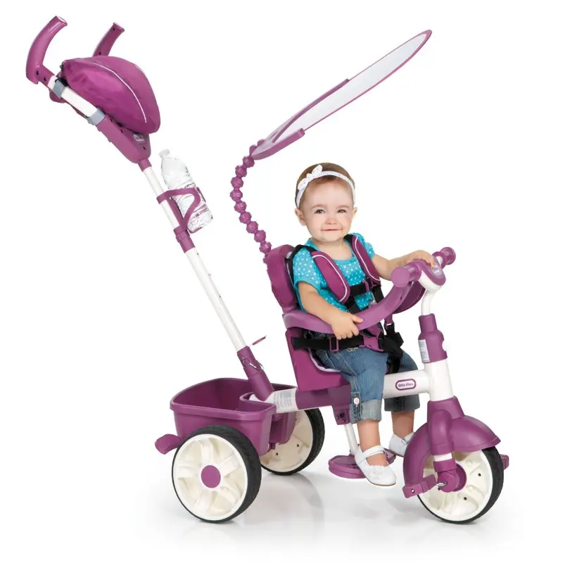 

Спортивный трехколесный велосипед 4 в 1 (розовый/белый) для мальчиков и девочек от 9 до 36 месяцев, для детей, склад в США, бесплатная доставка