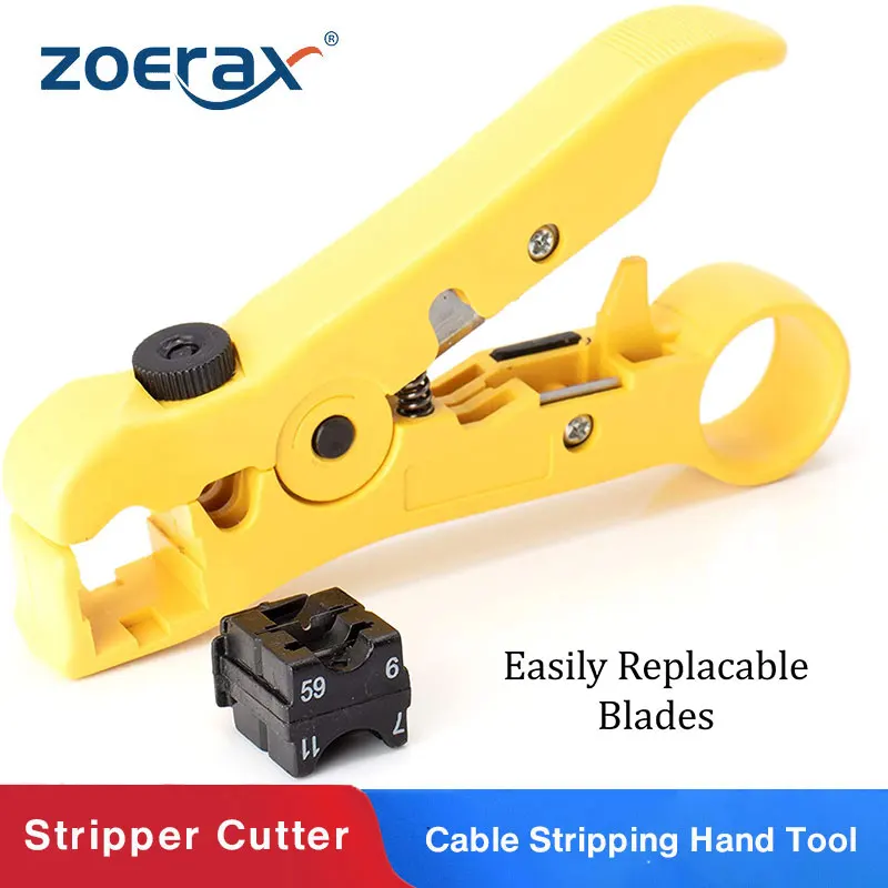 

ZoeRax Cutter and Stripper for CAT5 CAT6 Flat or Round STP/UTP Cable Stripping Hand Tool for RG59/6/7/11 Tool