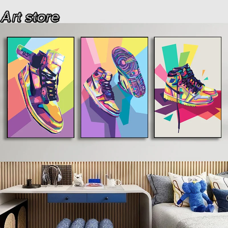 Posters And Prints Canvas Paintings Modern Wall Art Color Shoes Pictures For Home Boy Room Decor