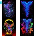 Алмазная 5D картина сделай сам, красочная птица, Феникс, черный фон, мозаика, вышивка крестиком, стразы для гостиной, домашний декор