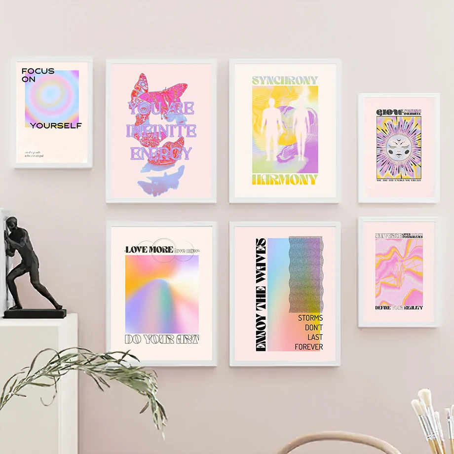 Винтажные градиентные ореолы духовные цитаты настенная Картина на холсте