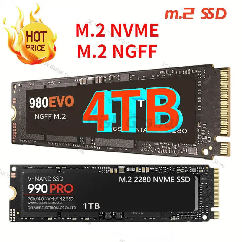

100% Original 2280 SSD 990 pro M.2 SATA 3 4TB 1TB HDD NVME NGFF SSD 2280mm 2TB HDD Disco Duro for Laptop/Desktop/mac/PS4/PS5
