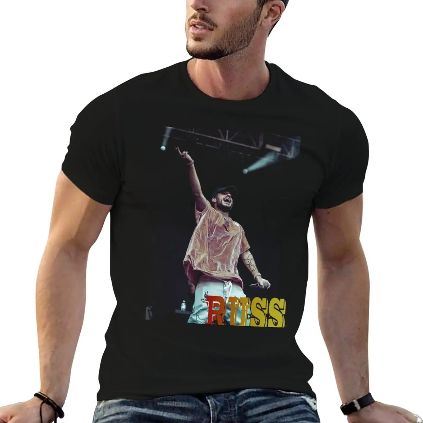 Фото Футболка Russ, эстетическая одежда, футболки с баскетбольным рисунком, мужская футболка большого размера №1