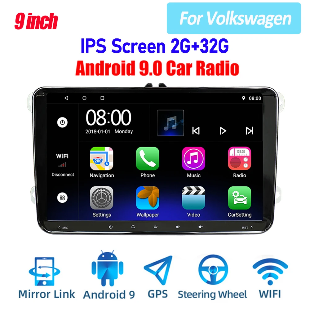 Автомагнитола 2 din 9 дюймов мультимедийный плеер на Android с GPS для Volkswagen Golf Passat b7 b6 Skoda
