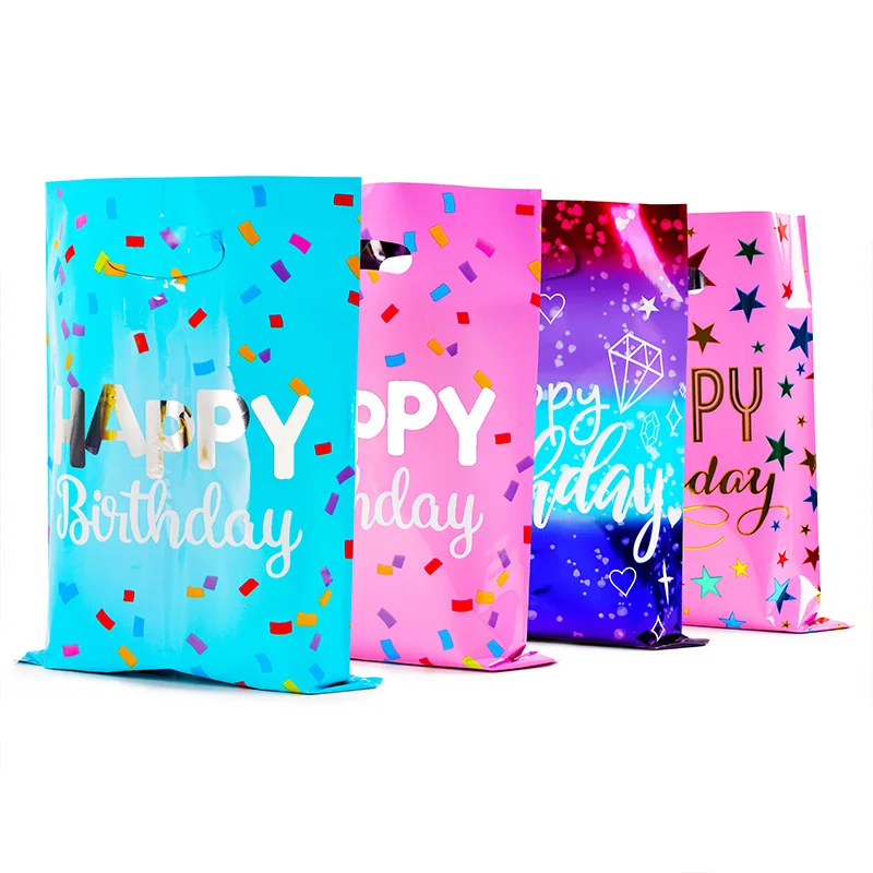 

10-200pcs/lot Birthday Party Gift Bag Plastic Children's Candy Gift Box Banquet Popp Pearlescent Packaging Strong and Durable