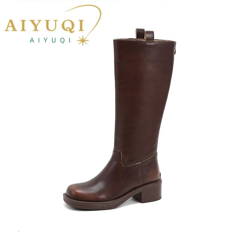 

AIYUQI Women's Roman Boots Autumn 2023 New Large Size 41 42 43 Women's Long Boots Platform Vintage Knight Boots Women